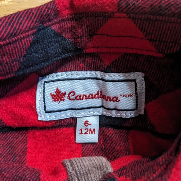 NWT Flannel Lumberjack Canadiana Button Up Shirt 6 - 12 months kids boys shirt - Picture 4 of 10